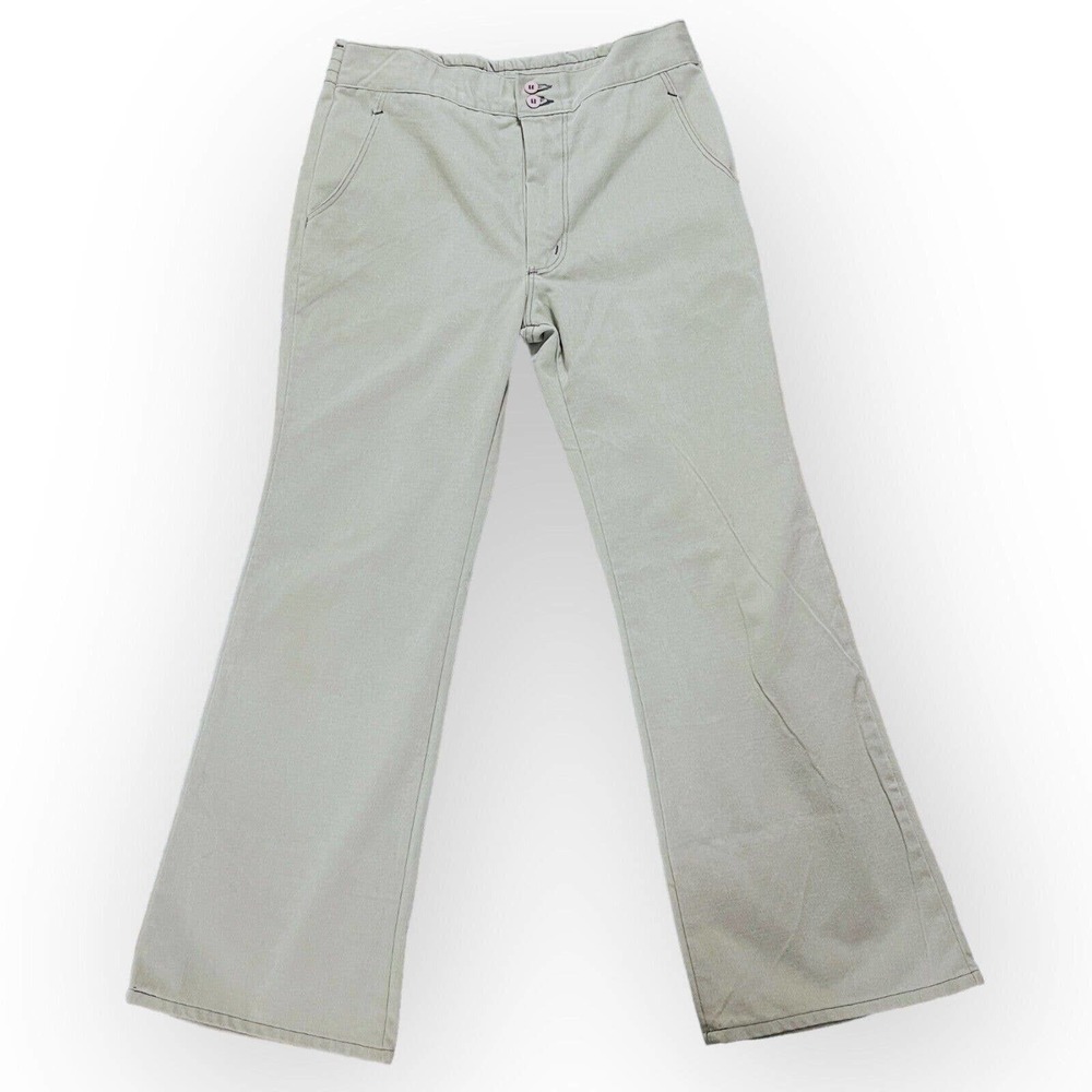 70s Wrangler Wrapid Transit Corduroy Bell Bottom Pants Flare 32 x 30 Grey Blue - Picture 4 of 8